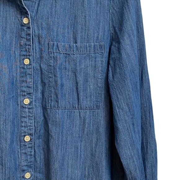 Style & Co. Chambray Boyfriend Shirt Women's Size M Blue Button-Down - Picture 8 of 16